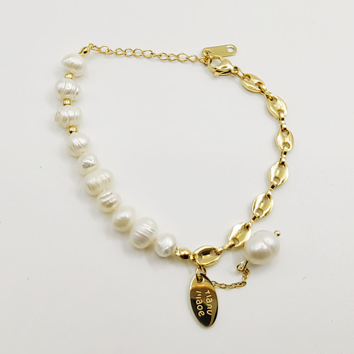 Vintage-Stil Farbblock Herzform Blume Edelstahl Kunststoff Perlenarmbänder