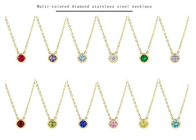 Wholesale 1 Piece Lady Round Stainless Steel  Stainless Steel 18K Gold Plated Zircon Pendant Necklace