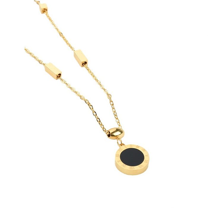 Simple Style Streetwear Round Stainless Steel Pendant Necklace