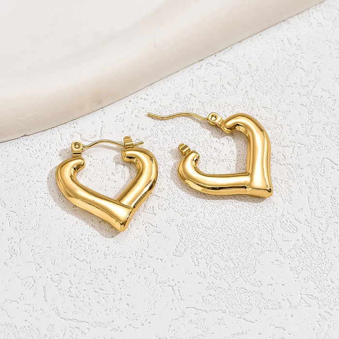 1 Paar IG Style Basic Heart Shape Plating Edelstahl 18K vergoldete Ohrringe