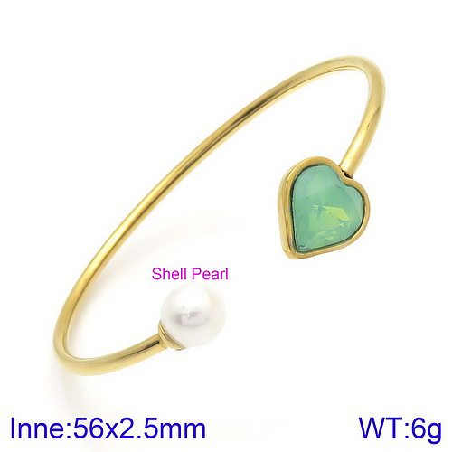 Style moderne Style Simple forme de coeur en acier inoxydable titane acier placage incrustation de pierre de verre perle bracelet plaqué or 18 carats