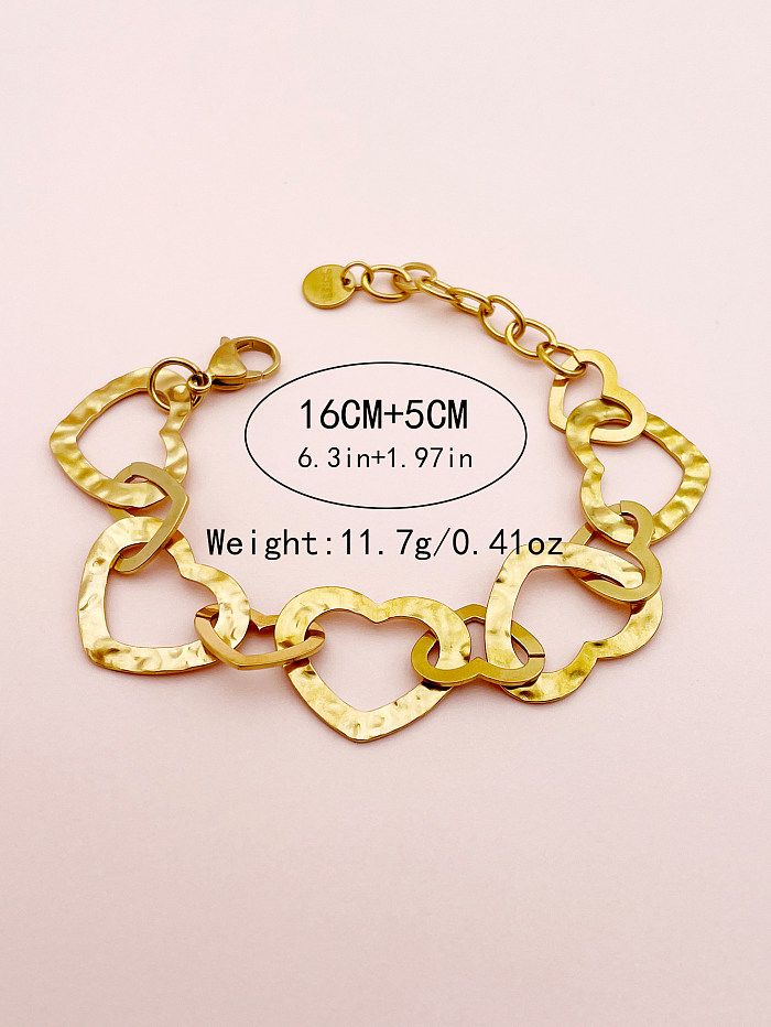 Casual Commute Heart Shape Stainless Steel Polishing Plating Gold Plated Bracelets