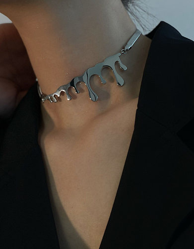 Mode einfachen Stil Wassertropfen Edelstahl Metall Halskette