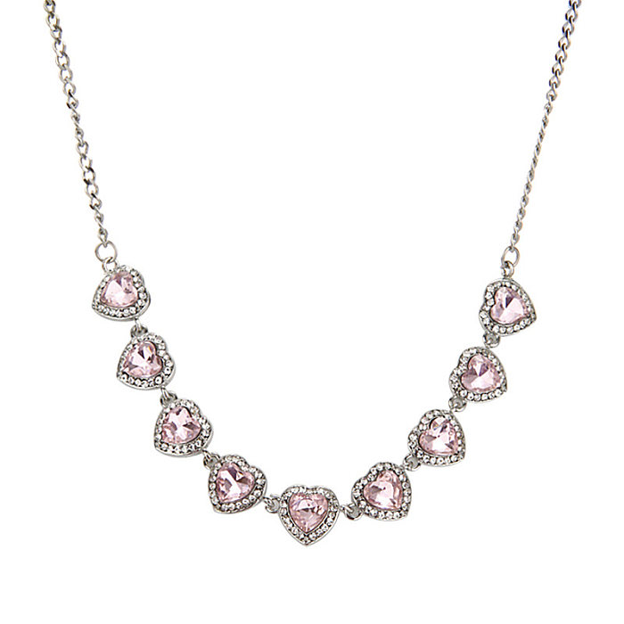 Süße, glänzende Halskette in Herzform mit Intarsien-Zirkon-Edelstahlbeschichtung