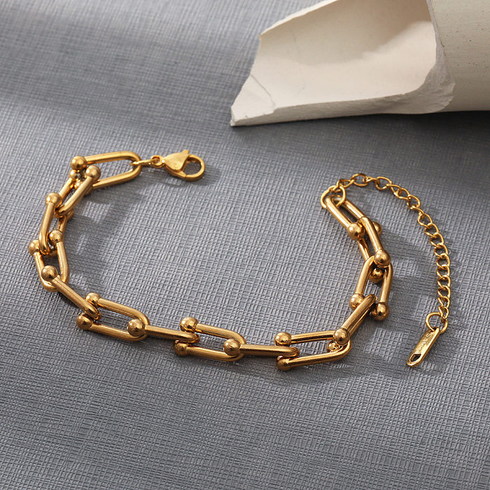 Wholesale Simple Style Solid Color Stainless Steel 18K Gold Plated Bracelets