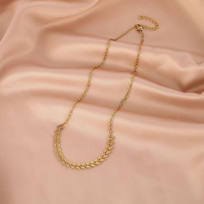 Einfache Halskette mit Blatt-Edelstahl und Edelstahlbeschichtung, 1 Stück