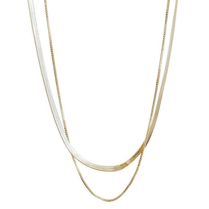 Casual Vintage Style Solid Color Stainless Steel Plating 18K Gold Plated Layered Necklaces