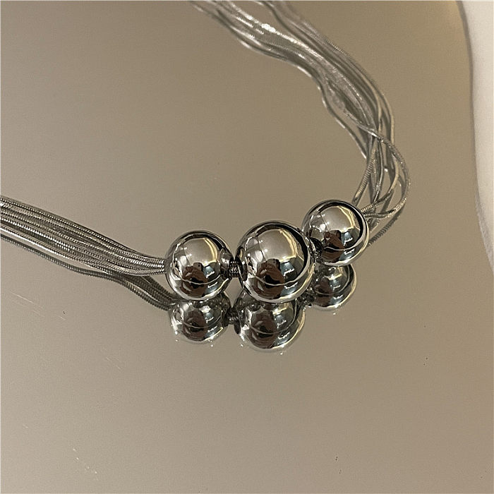 Herbst und Winter Pullover Kette Kugel Halskette Retro mehrschichtige geometrische Perle Schlüsselbein Kette Halskette