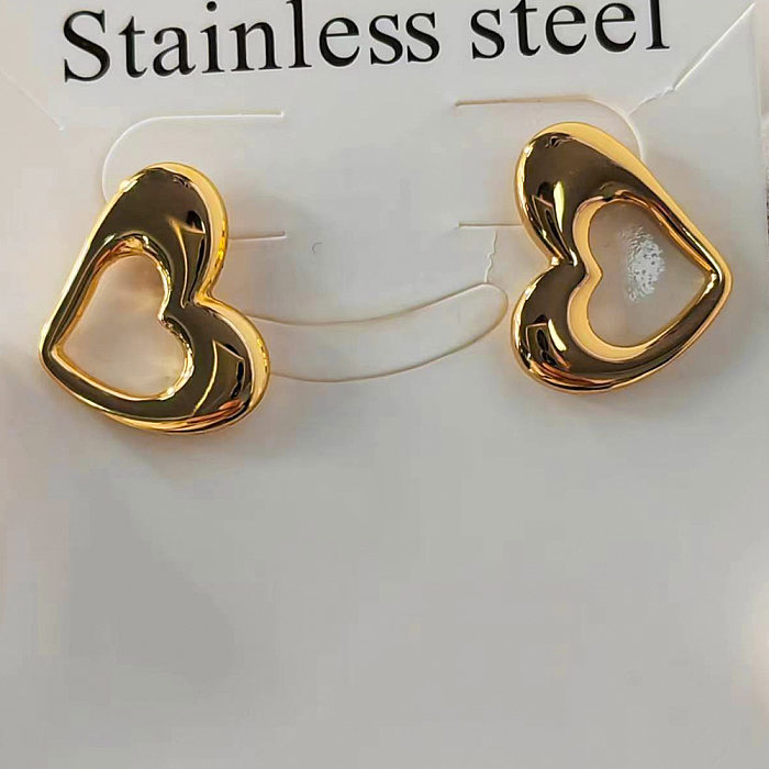 1 Pair Sweet Simple Style Heart Shape Stainless Steel  Plating Drop Earrings