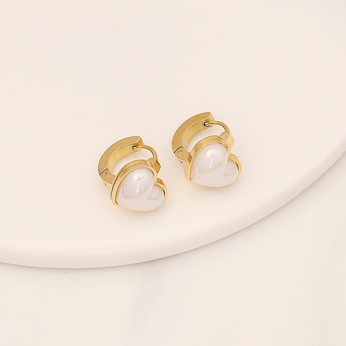 Fashion Heart Shape Butterfly Stainless Steel  Earrings Plating Stainless Steel  Earrings 1 Pair