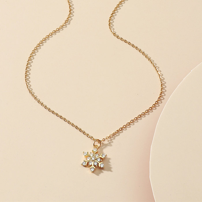 Bijoux en gros Zircon flocon de neige diamant collier en acier inoxydable bijoux