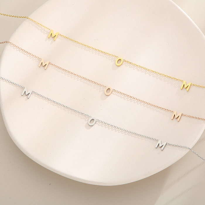 MAMA Simple Style Solid Color Stainless Steel  Plating 18K Gold Plated Necklace