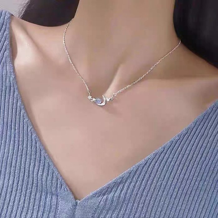 Fashion Planet Stainless Steel  Choker Plating Inlay Zircon Stainless Steel  Necklaces