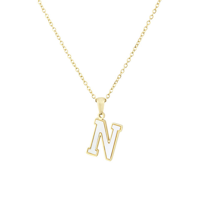 Platform New Stainless Steel  Stickers Shell 26 Letter Necklace Hot Gold English Stainless Steel Pendant Wholesale jewelry