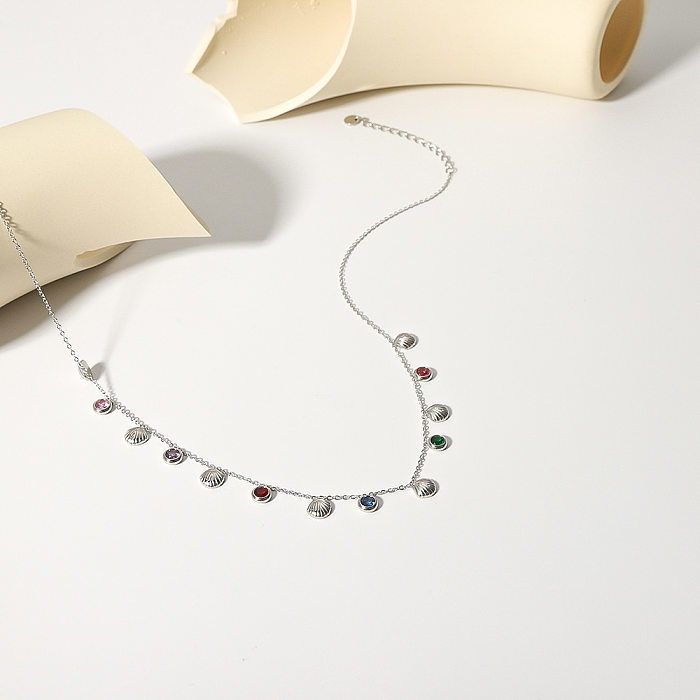 Elegante Dame Einfacher Stil Geometrischer Edelstahl Edelstahlüberzug Inlay Zirkon Anhänger Halskette