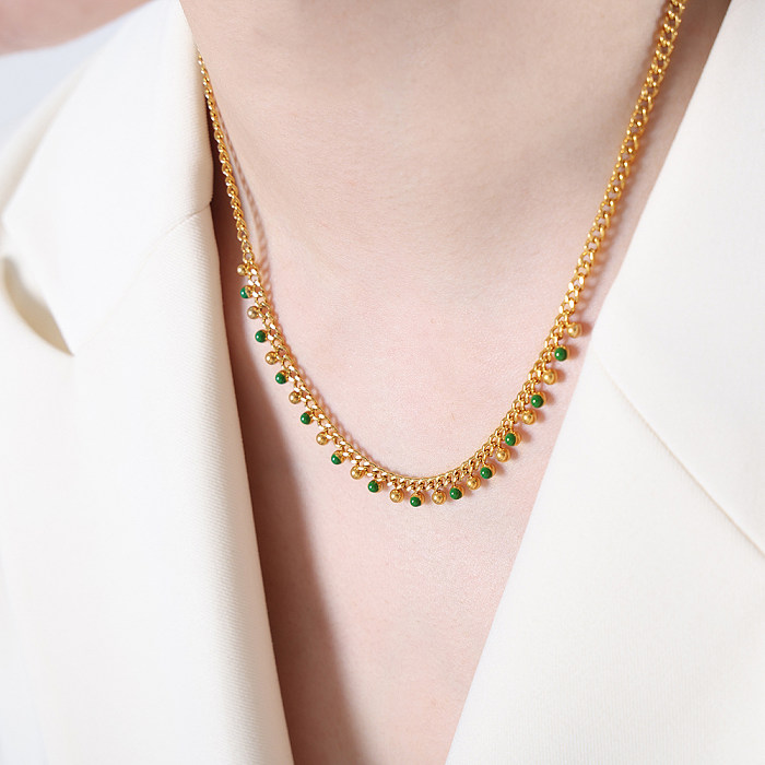 Collar plateado oro 18K del esmalte del acero inoxidable geométrico pastoral elegante de la señora