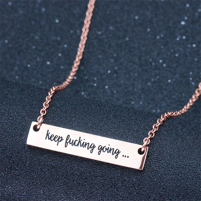 Casual Simple Style Classic Style Letter Rectangle Stainless Steel  Stainless Steel Polishing Plating Rose Gold Plated Gold Plated Pendant Necklace