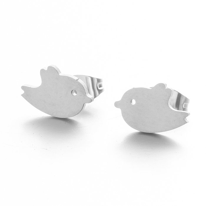 Fashion Glossy Gold Silver Bird Stainless Steel  Earrings Wholesale