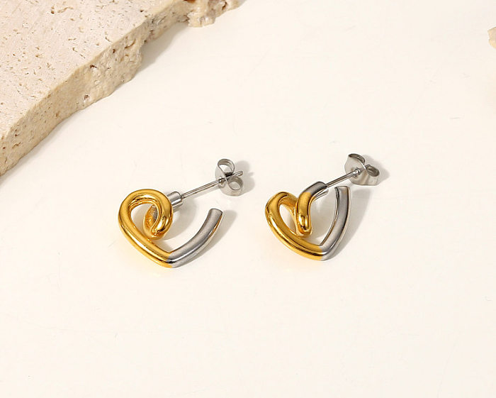 1 Pair Simple Style Color Block Plating Stainless Steel Gold Plated Ear Studs