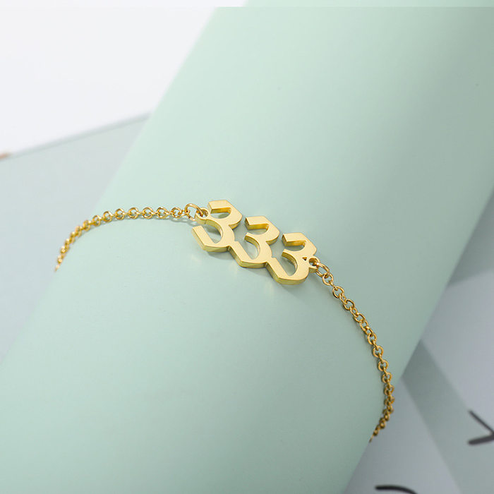 Bracelet porte-bonheur avec chiffres ange, en acier inoxydable, pour hommes et femmes