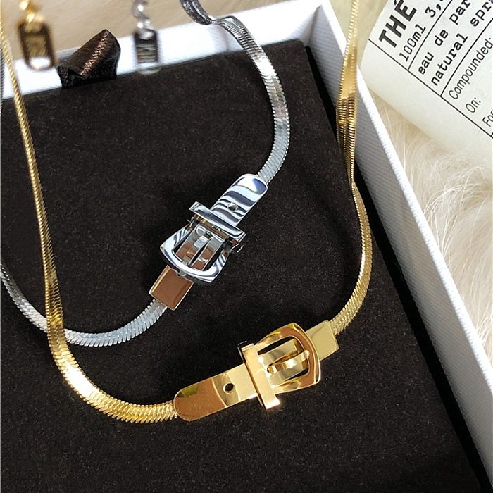 Fashion Solid Color Stainless Steel Belt Buckle Chain Choker 1 Piece