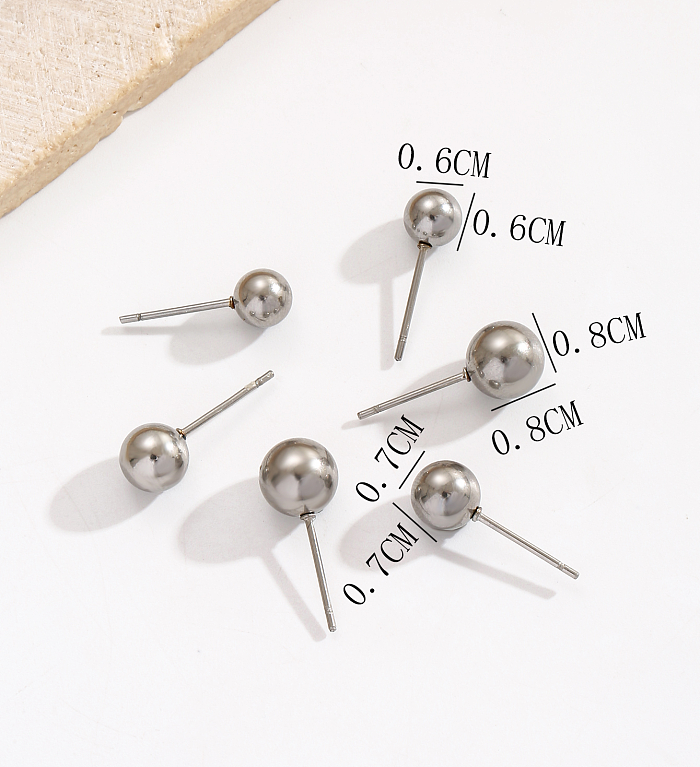 3 Pairs Casual Simple Style Round Stainless Steel  Polishing Ear Studs