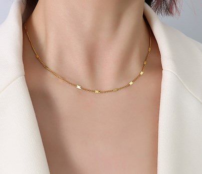 IG Style Schlichter Stil, einfarbige Halskette mit Edelstahlbeschichtung und 18-Karat-Vergoldung