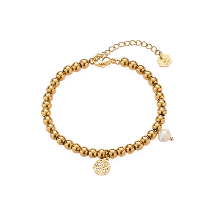 Bracelets en acier inoxydable d'arbre de mode Bracelets en acier inoxydable de perle perlée