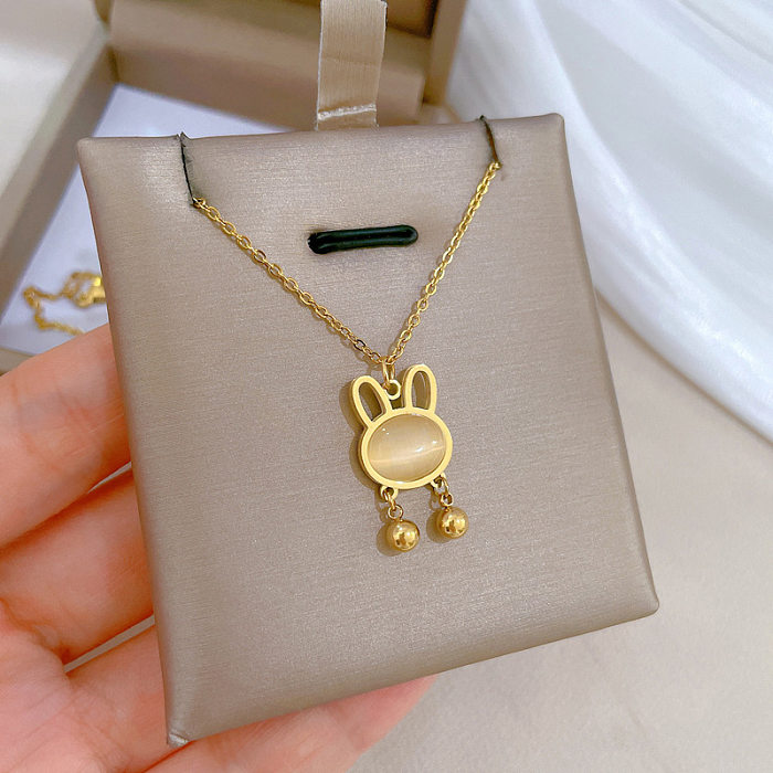 Cartoon Style Rabbit Stainless Steel Plating Gold Plated Pendant Necklace