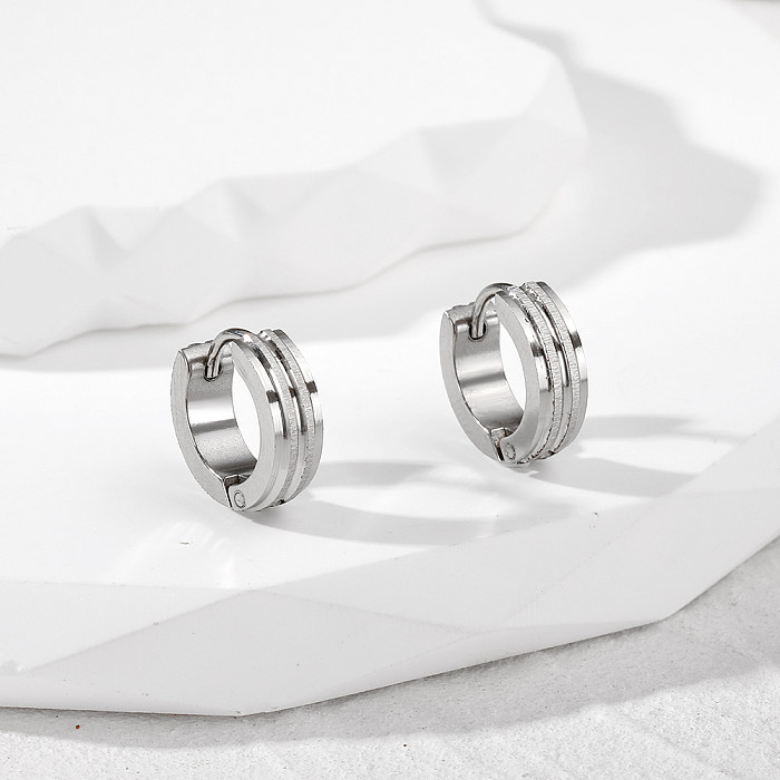 1 Pair Simple Style Color Block Inlay Stainless Steel  Zircon Earrings