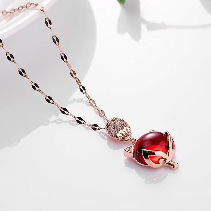 Simple Style Commute Letter Stainless Steel Inlay Rhinestones Pendant Necklace