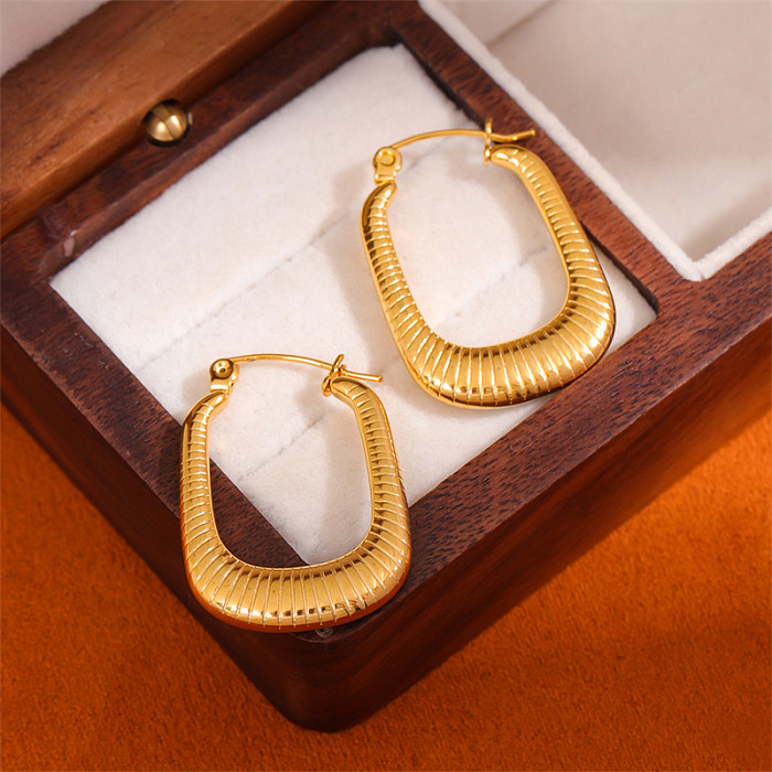 1 Paar einfache Retro-Ohrringe aus Edelstahl mit 18-Karat-Vergoldung in U-Form