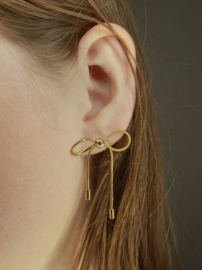1 par de brincos de orelha de aço inoxidável estilo moderno casual com laço