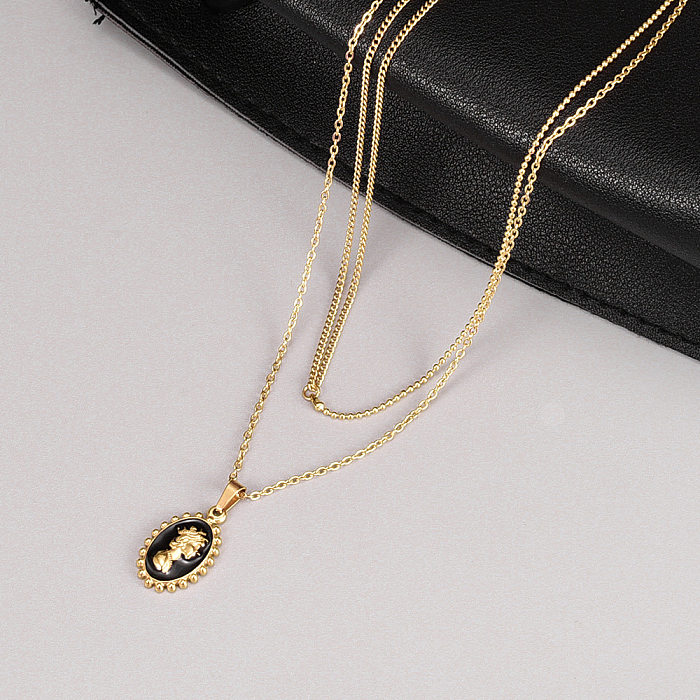 Fashion Human Stainless Steel  Layered Necklaces Epoxy Stainless Steel  Necklaces