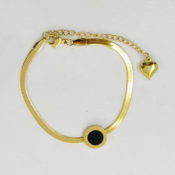 Elegante, runde, mit 18 Karat vergoldete Halskette aus Edelstahl im römischen Stil