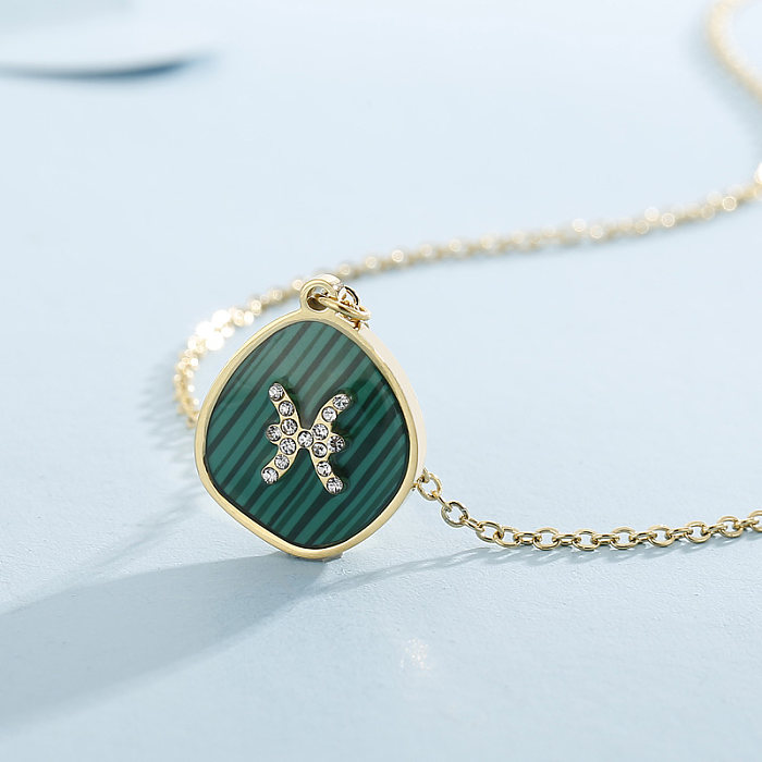1 Piece Fashion Constellation Stainless Steel Plating Inlay Malachite Turquoise Pendant Necklace