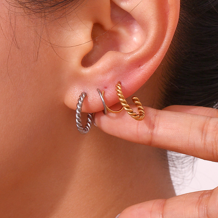 1 paire de boucles d'oreilles en acier inoxydable plaqué or 18 carats, Style Simple, classique, plaqué géométrique
