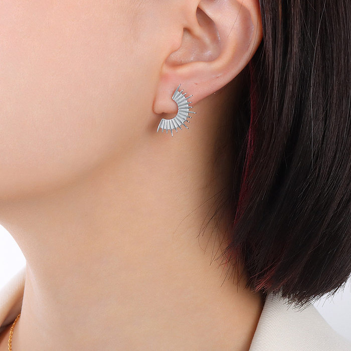 Bijoux en gros bijoux rétro créatif en forme de C boucles d'oreilles en acier inoxydable or 18 carats
