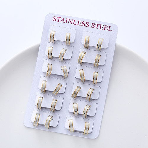 12 Pairs Fashion Round Stainless Steel  Hoop Earrings