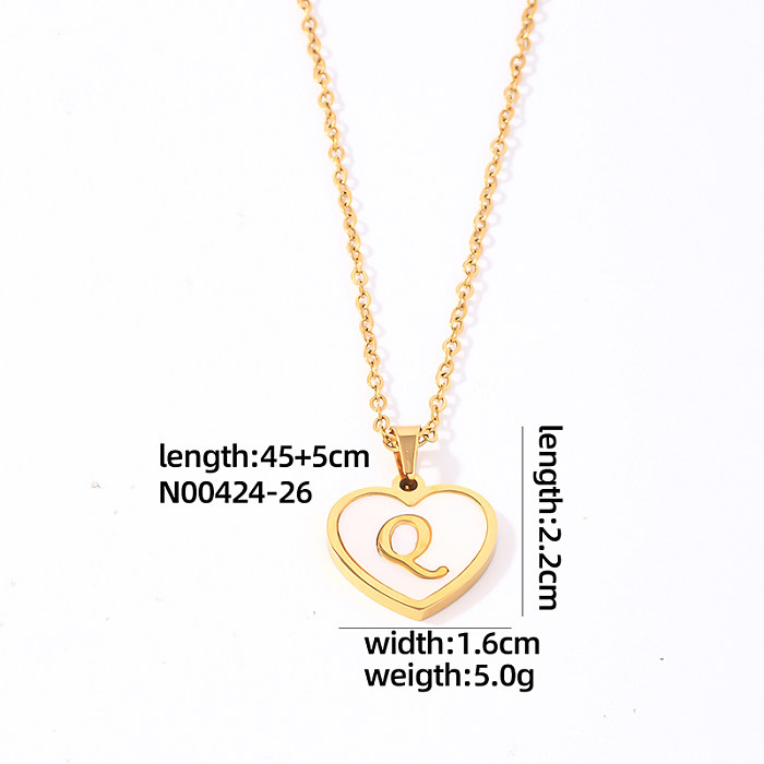 Lässige, schlichte Halskette mit Buchstaben-Herzform-Edelstahl und vergoldetem Muschelanhänger in großen Mengen