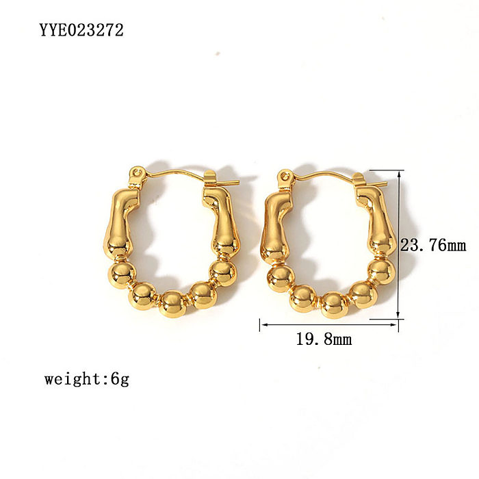 1 paire de boucles d'oreilles en acier inoxydable plaqué or 18 carats en forme de C de style français