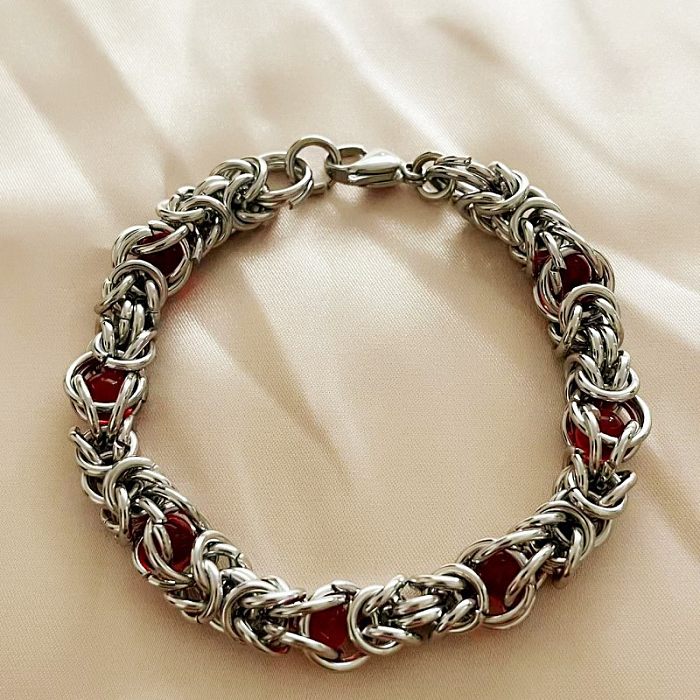 Modern Style Cool Style Solid Color Titanium Steel Beaded Bracelets
