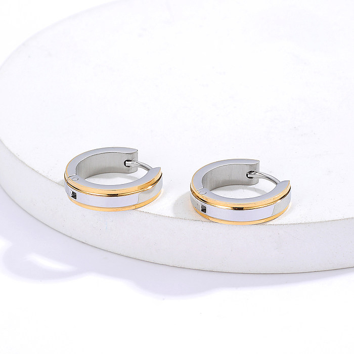 Simple Stainless Steel  Electroplated 18K Gold Retro Earrings