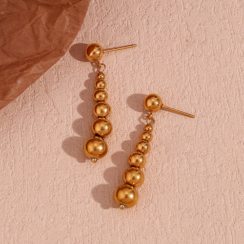 1 Paar schlichte, einfarbige Ohrhänger aus Edelstahl mit 18-Karat-Vergoldung