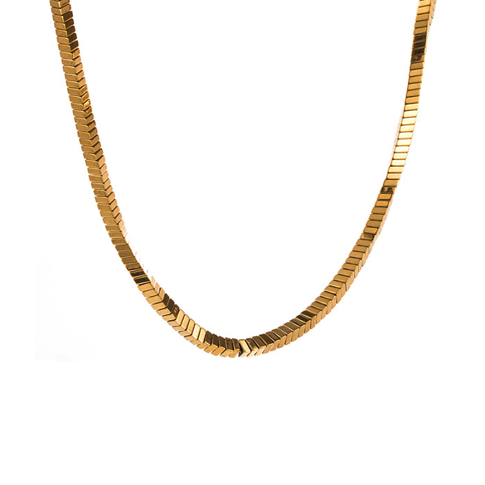 Vergoldete Halskette im Vintage-Stil mit geometrischer Edelstahlbeschichtung, 1 Stück
