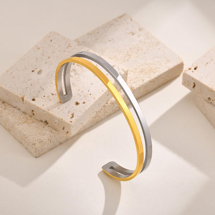 Bracelets de manchette de placage d'acier inoxydable de couleur unie de style simple