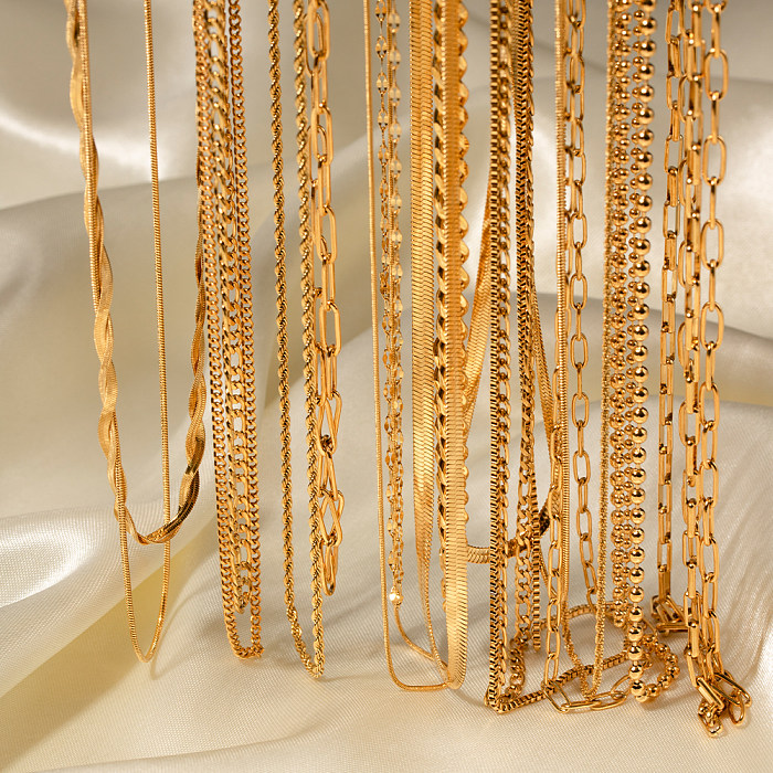 Collar chapado en oro de 18 quilates con revestimiento de acero inoxidable de color sólido estilo IG
