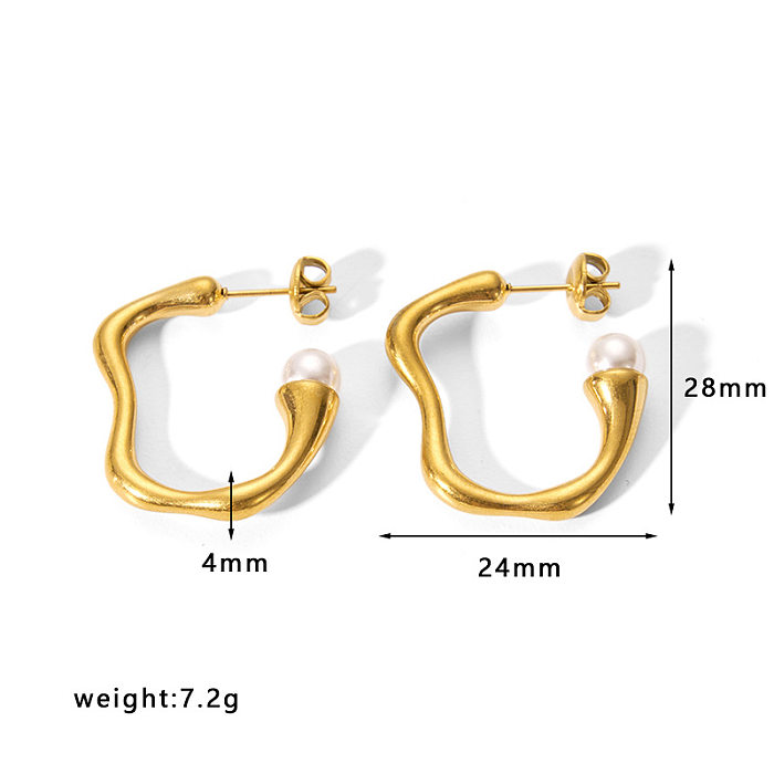 1 Paar schlichte U-förmige Ohrringe mit Edelstahlbeschichtung