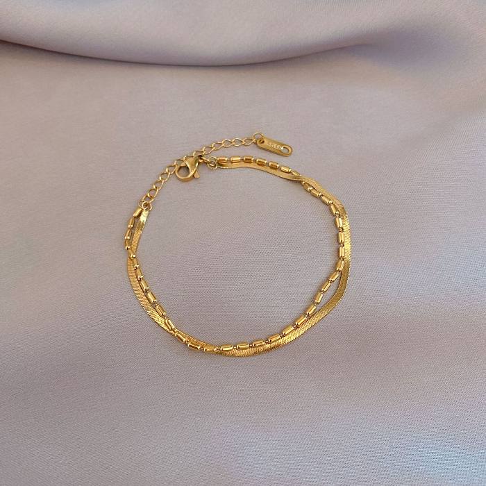 Simple Style Letter Titanium Steel Gold Plated Bracelets 1 Piece