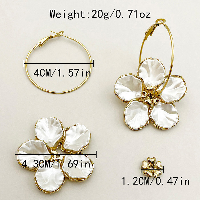 1 Pair Classical Vintage Style Flower Plating Inlay Stainless Steel  Artificial Pearls Gold Plated Earrings